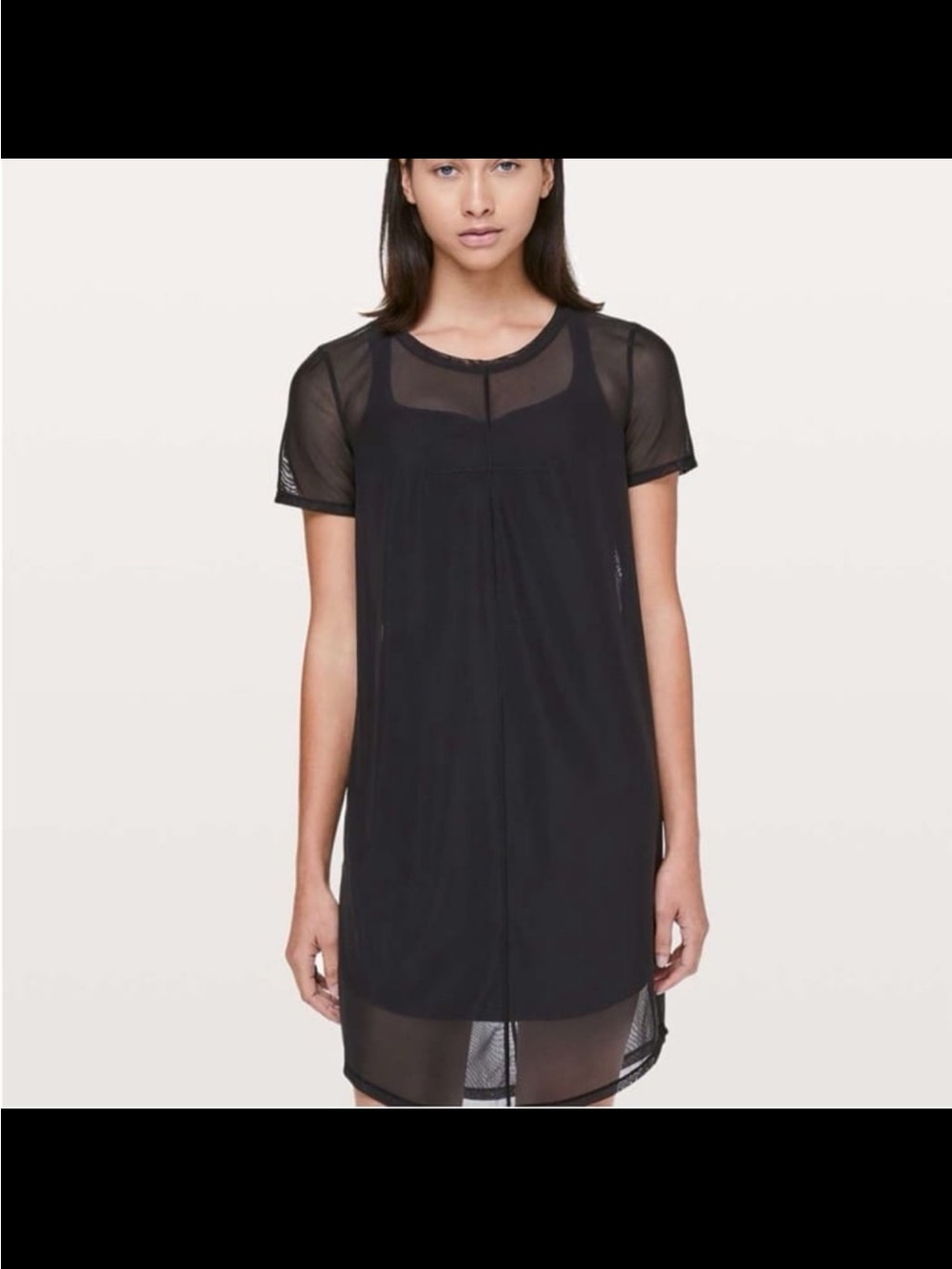 Lululemon Ready To Reach Black Mesh Layered Dress